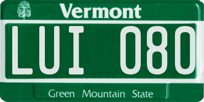 VT license plate LUI080