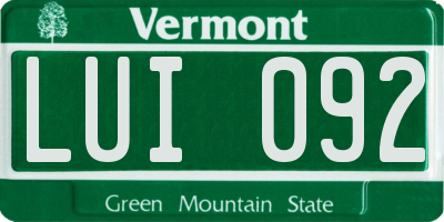 VT license plate LUI092