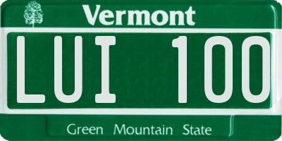VT license plate LUI100