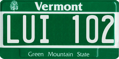 VT license plate LUI102