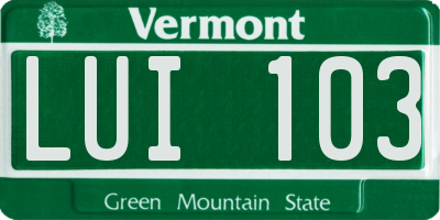 VT license plate LUI103