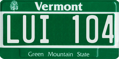 VT license plate LUI104