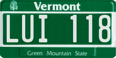 VT license plate LUI118