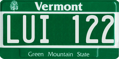 VT license plate LUI122