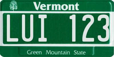 VT license plate LUI123