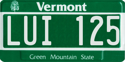 VT license plate LUI125