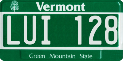 VT license plate LUI128