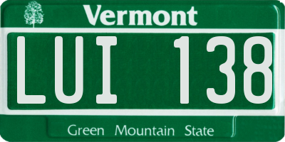 VT license plate LUI138