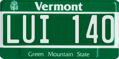 VT license plate LUI140