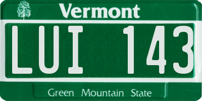 VT license plate LUI143
