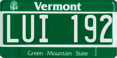 VT license plate LUI192