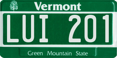 VT license plate LUI201