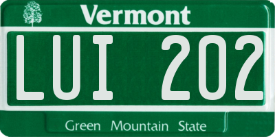 VT license plate LUI202