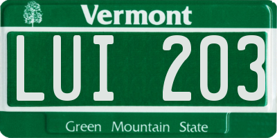 VT license plate LUI203