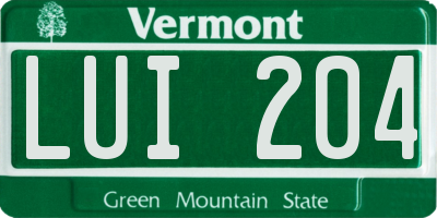 VT license plate LUI204