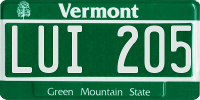 VT license plate LUI205