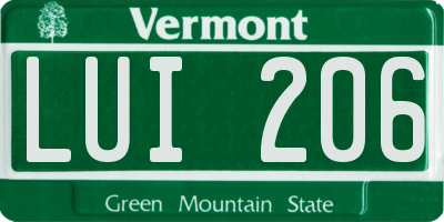 VT license plate LUI206