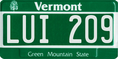 VT license plate LUI209