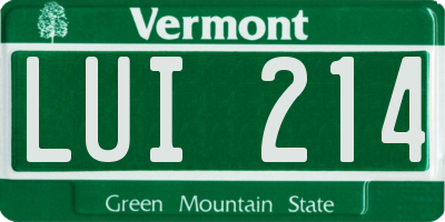 VT license plate LUI214