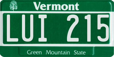 VT license plate LUI215