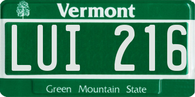 VT license plate LUI216