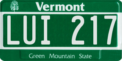 VT license plate LUI217