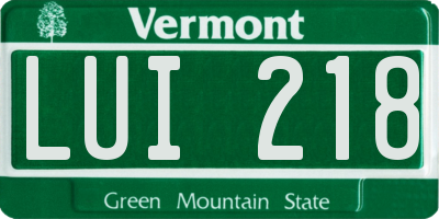 VT license plate LUI218