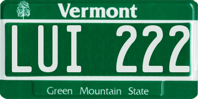 VT license plate LUI222