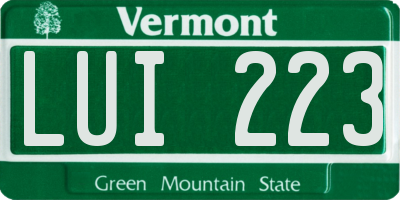 VT license plate LUI223