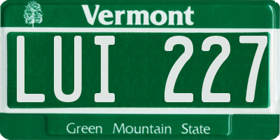 VT license plate LUI227