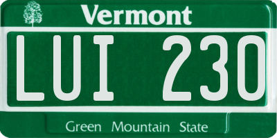 VT license plate LUI230