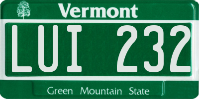 VT license plate LUI232