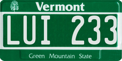 VT license plate LUI233