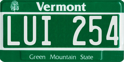 VT license plate LUI254