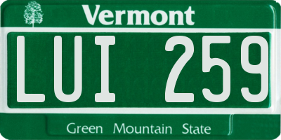 VT license plate LUI259