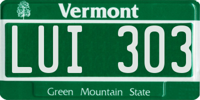 VT license plate LUI303