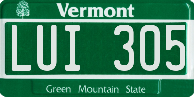 VT license plate LUI305