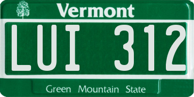 VT license plate LUI312