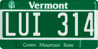 VT license plate LUI314