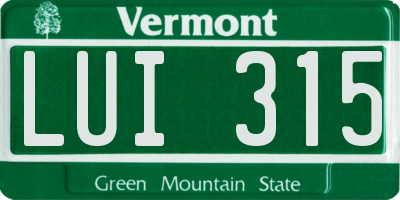 VT license plate LUI315