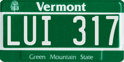 VT license plate LUI317