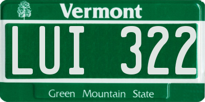 VT license plate LUI322