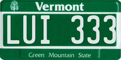 VT license plate LUI333