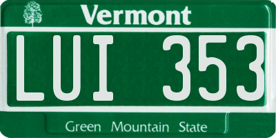 VT license plate LUI353