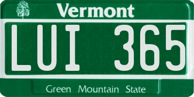 VT license plate LUI365
