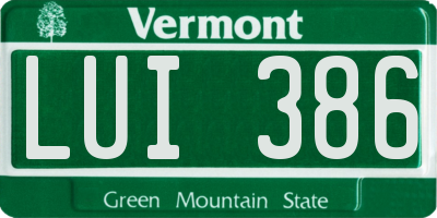 VT license plate LUI386