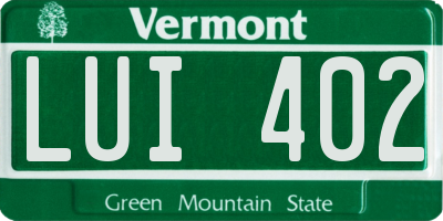 VT license plate LUI402