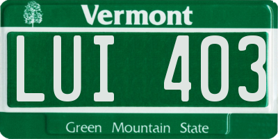 VT license plate LUI403