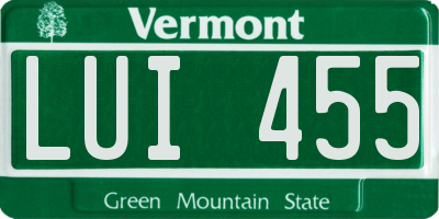 VT license plate LUI455