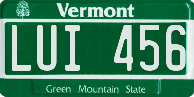 VT license plate LUI456